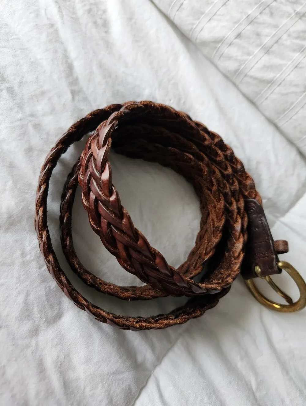 Coach Men's Dark Brown Braided Leather Belt Size 42in